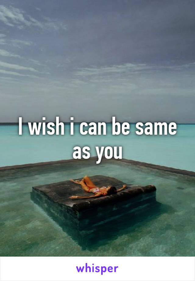 I wish i can be same as you