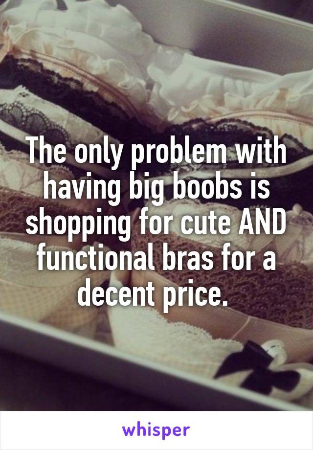 The only problem with having big boobs is shopping for cute AND functional bras for a decent price. 