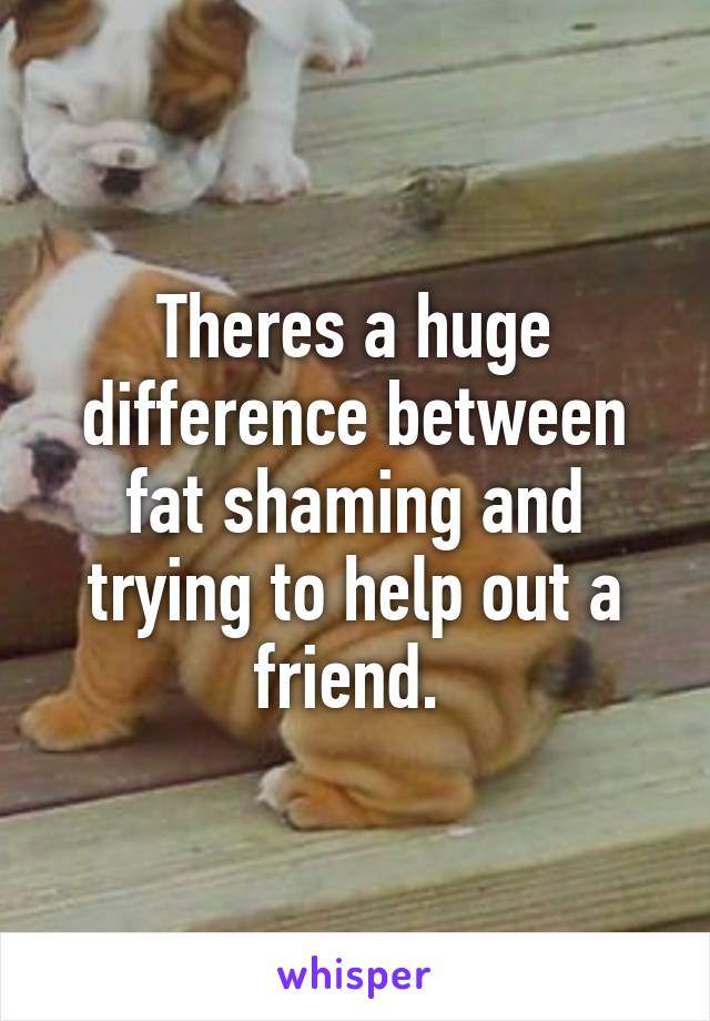 Theres a huge difference between fat shaming and trying to help out a friend. 