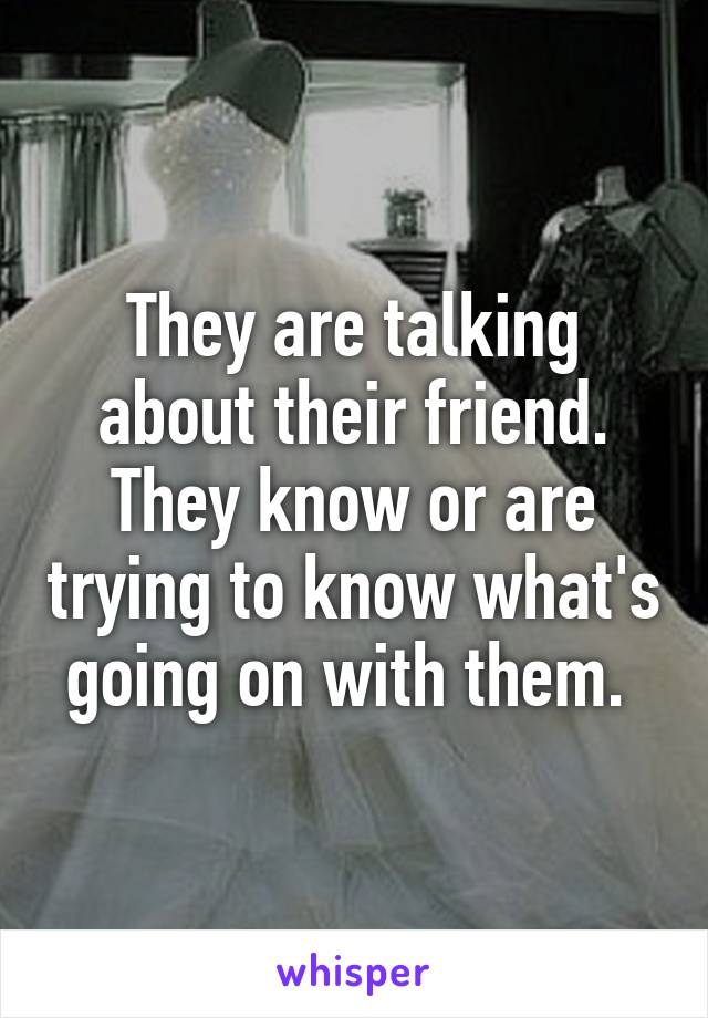 They are talking about their friend. They know or are trying to know what's going on with them. 