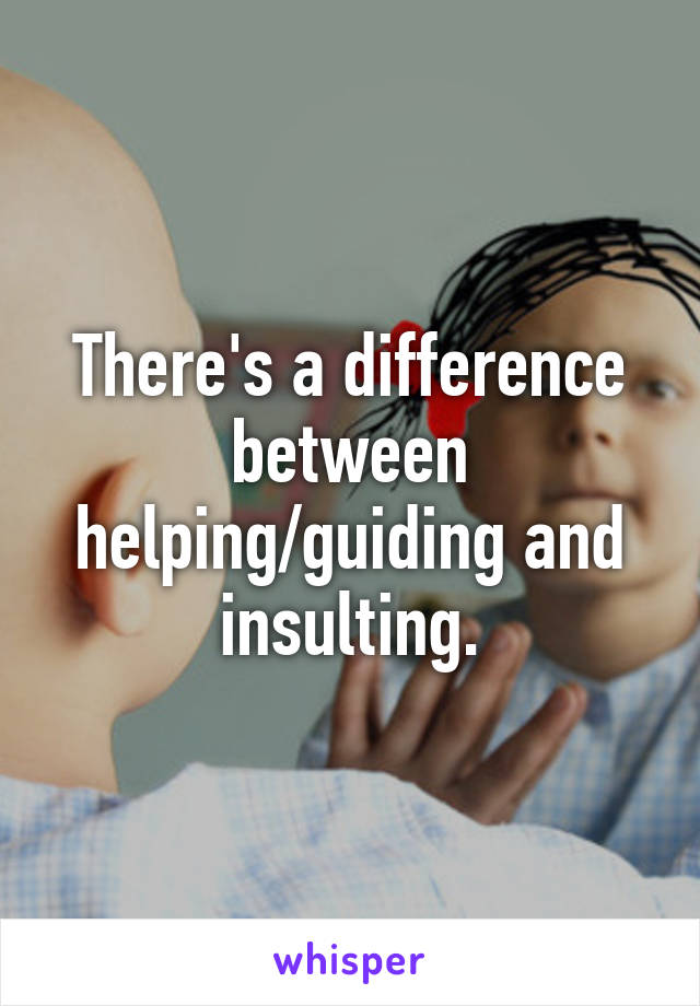 There's a difference between helping/guiding and insulting.