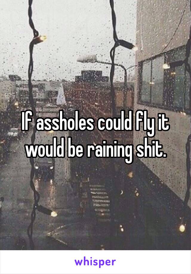 If assholes could fly it would be raining shit. 