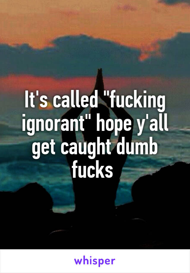 It's called "fucking ignorant" hope y'all get caught dumb fucks 