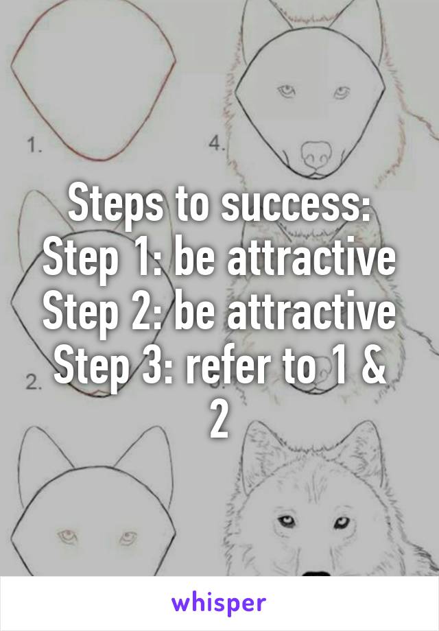 Steps to success:
Step 1: be attractive
Step 2: be attractive
Step 3: refer to 1 & 2