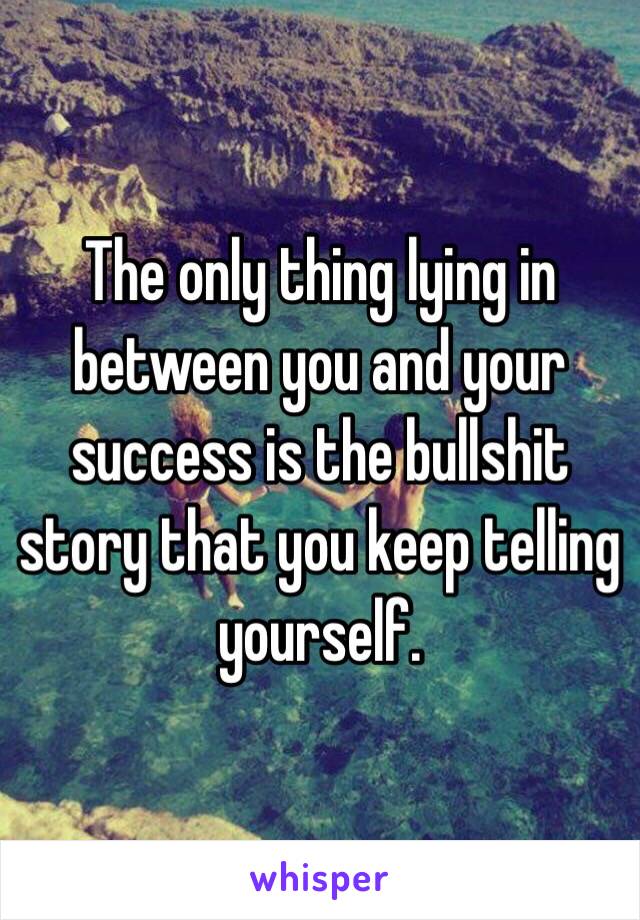 The only thing lying in between you and your success is the bullshit story that you keep telling yourself. 