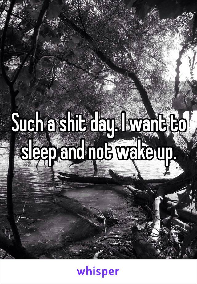 Such a shit day. I want to sleep and not wake up.