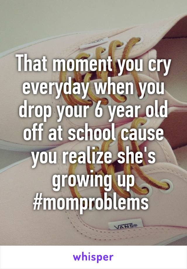 That moment you cry everyday when you drop your 6 year old off at school cause you realize she's growing up
#momproblems 