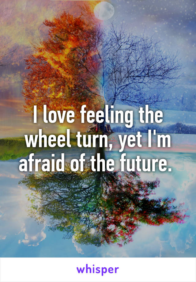 I love feeling the wheel turn, yet I'm afraid of the future. 