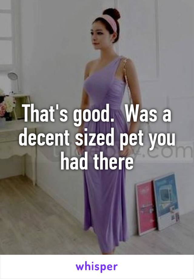 That's good.  Was a decent sized pet you had there