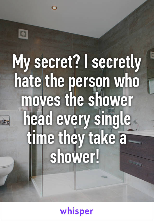 My secret? I secretly hate the person who moves the shower head every single time they take a shower! 