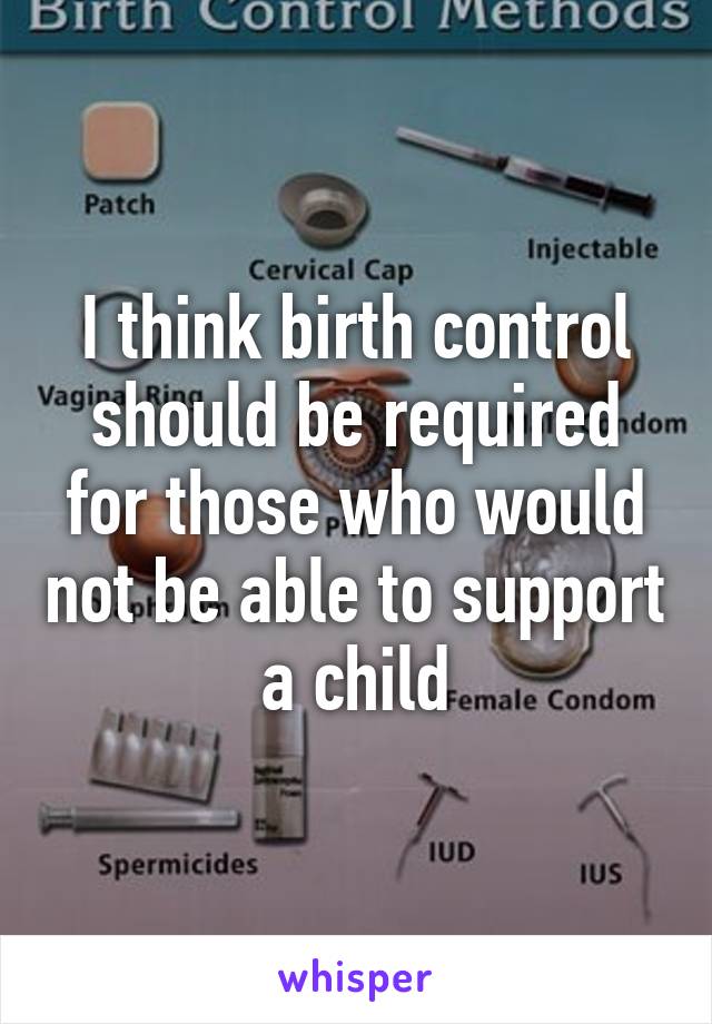 I think birth control should be required for those who would not be able to support a child