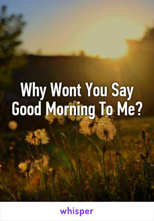 Why Wont You Say Good Morning To Me? 
