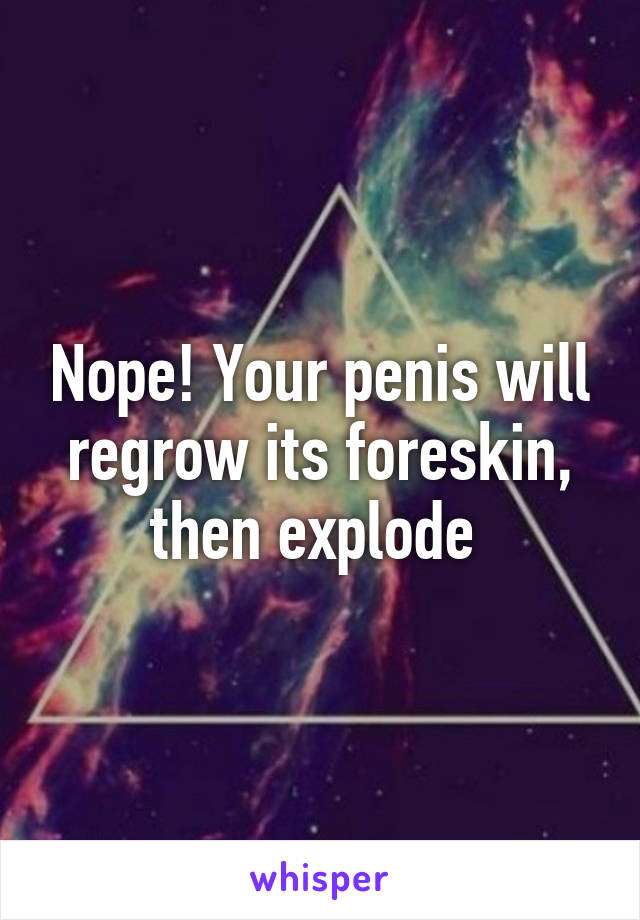 Nope! Your penis will regrow its foreskin, then explode 