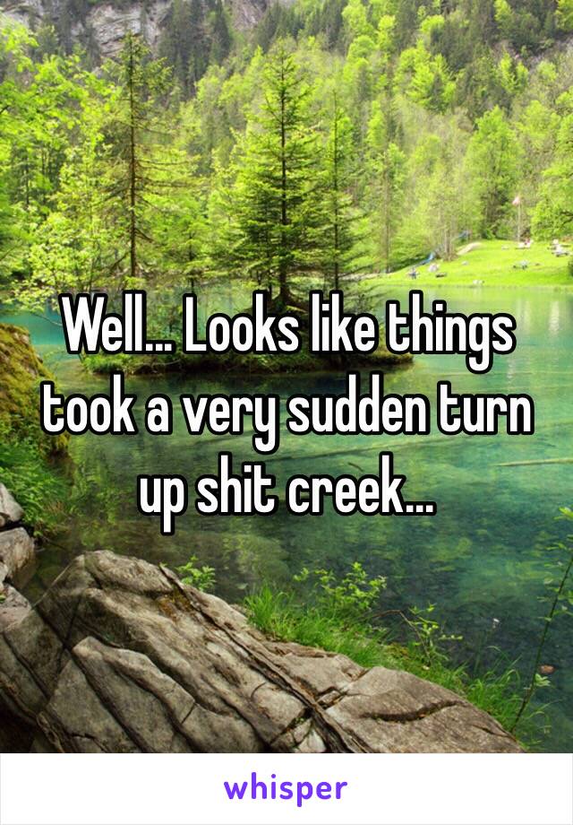 Well... Looks like things took a very sudden turn up shit creek...