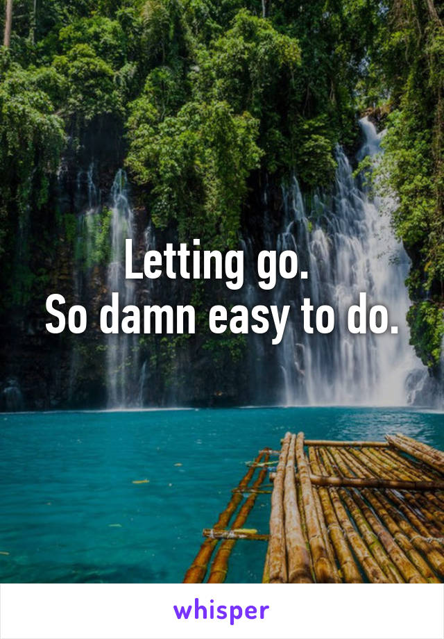 Letting go. 
So damn easy to do. 