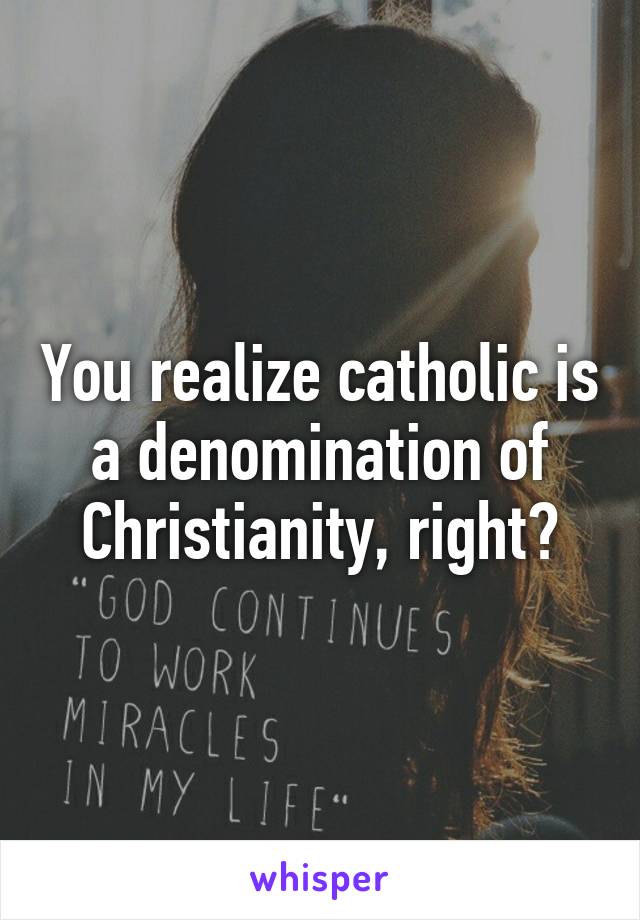 You realize catholic is a denomination of Christianity, right?