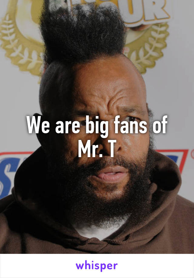 We are big fans of Mr. T