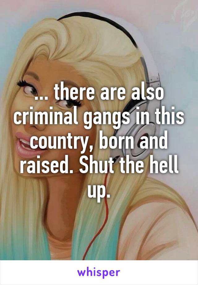 ... there are also criminal gangs in this country, born and raised. Shut the hell up.