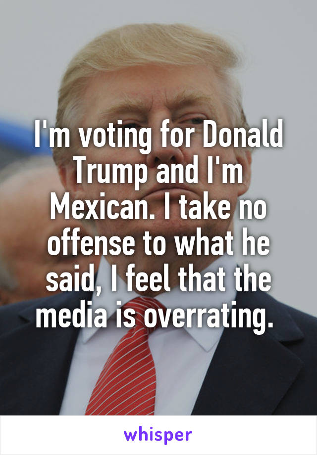 I'm voting for Donald Trump and I'm Mexican. I take no offense to what he said, I feel that the media is overrating. 