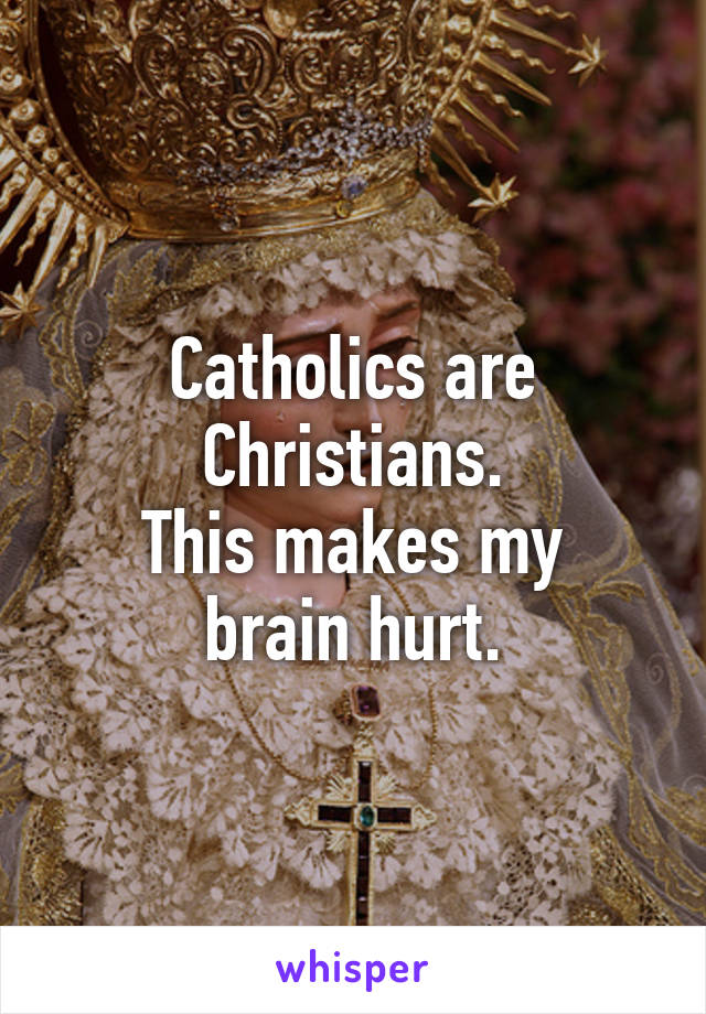 Catholics are Christians.
This makes my brain hurt.