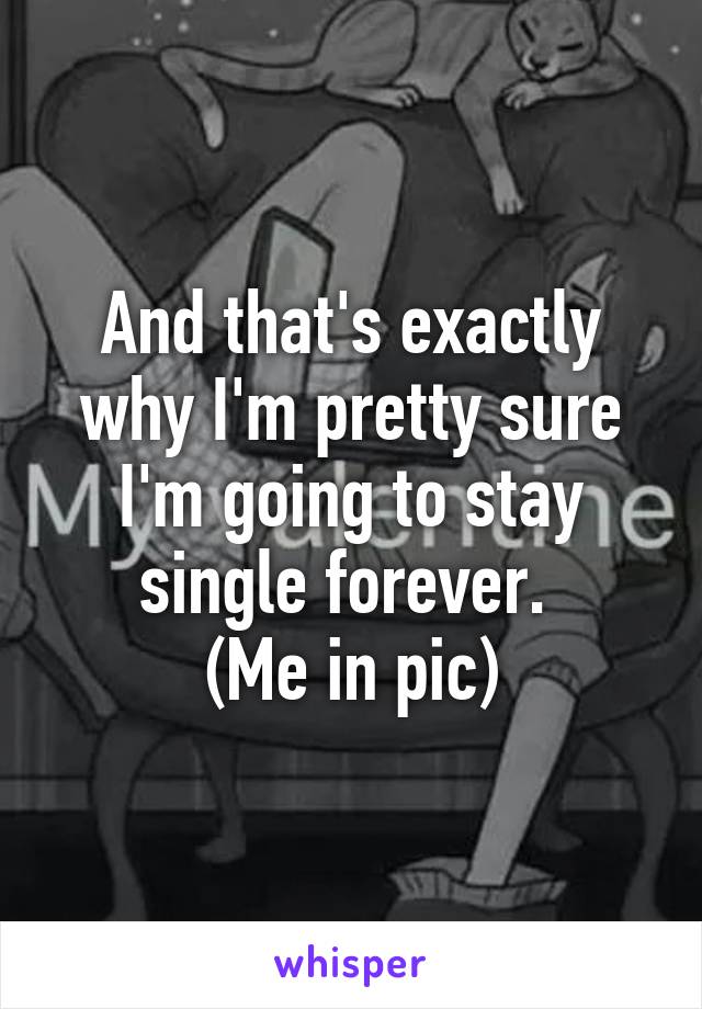 And that's exactly why I'm pretty sure I'm going to stay single forever. 
(Me in pic)