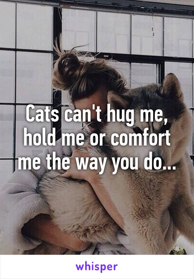 Cats can't hug me, hold me or comfort me the way you do...