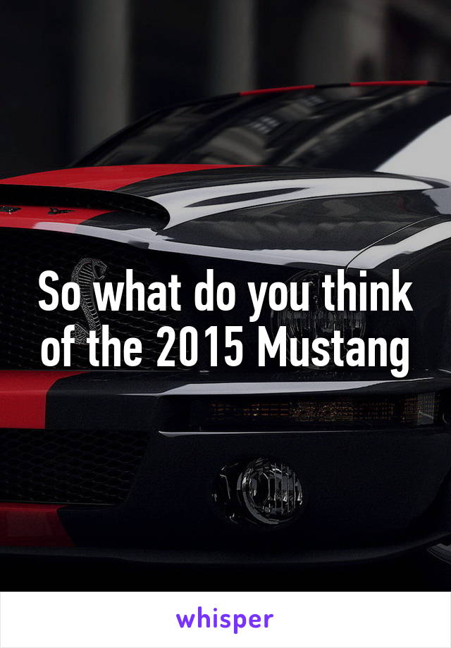 So what do you think of the 2015 Mustang