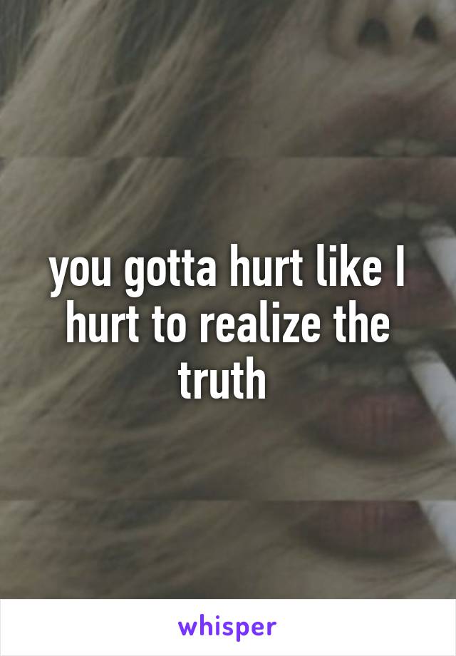 you gotta hurt like I hurt to realize the truth 