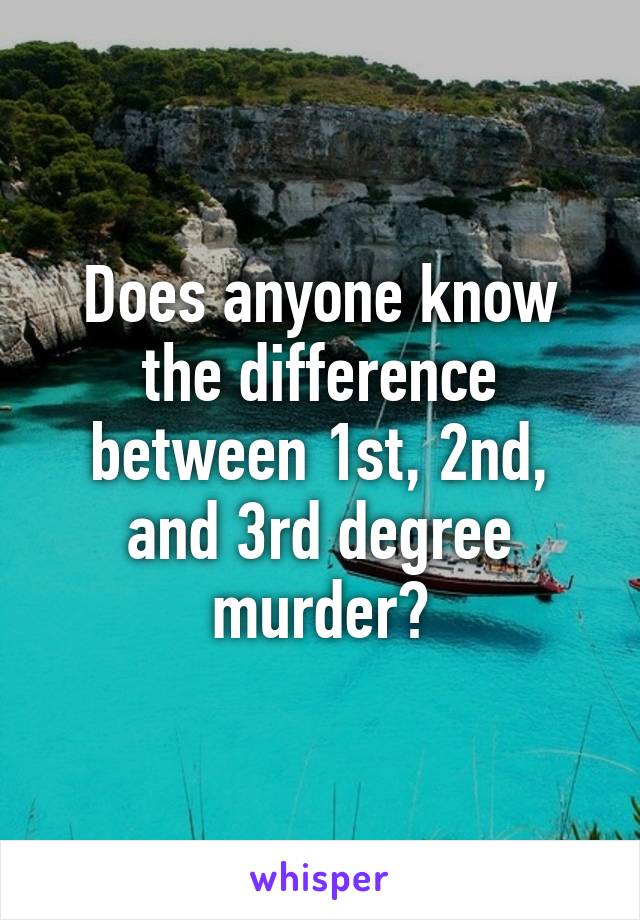 Does anyone know the difference between 1st, 2nd, and 3rd degree murder?