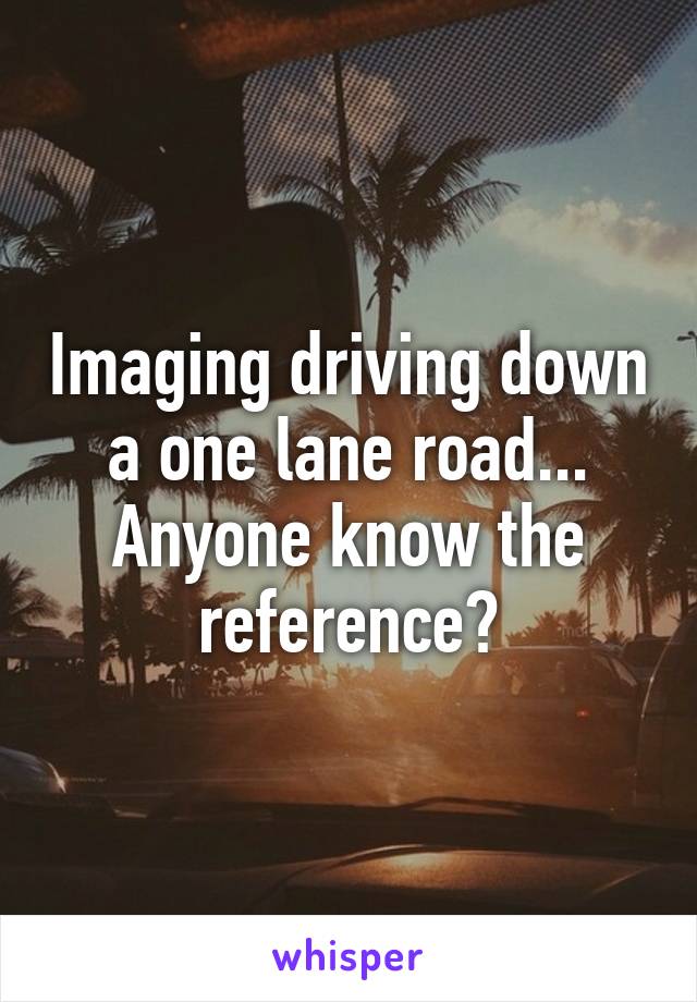 Imaging driving down a one lane road... Anyone know the reference?