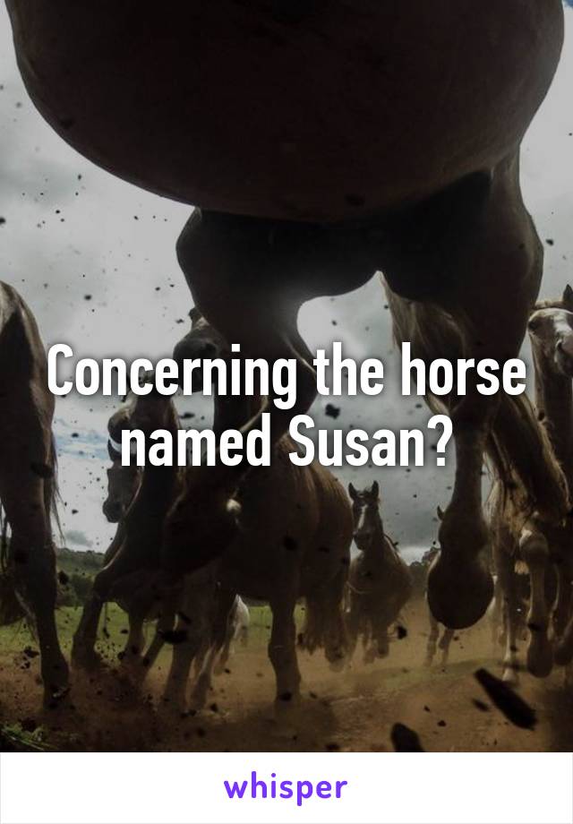 Concerning the horse named Susan?