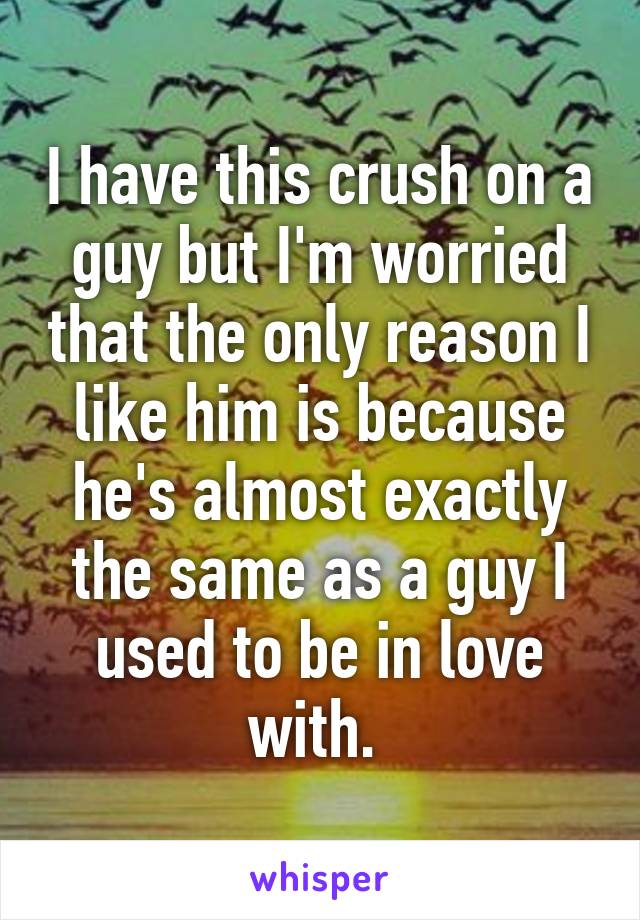 I have this crush on a guy but I'm worried that the only reason I like him is because he's almost exactly the same as a guy I used to be in love with. 