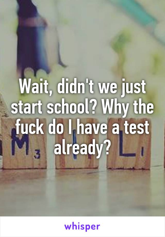 Wait, didn't we just start school? Why the fuck do I have a test already?