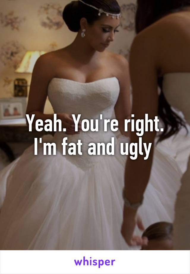 Yeah. You're right. I'm fat and ugly 