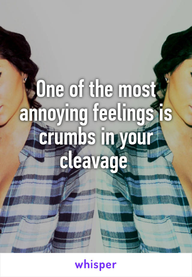 One of the most annoying feelings is crumbs in your cleavage 
