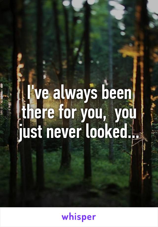 I've always been there for you,  you just never looked...