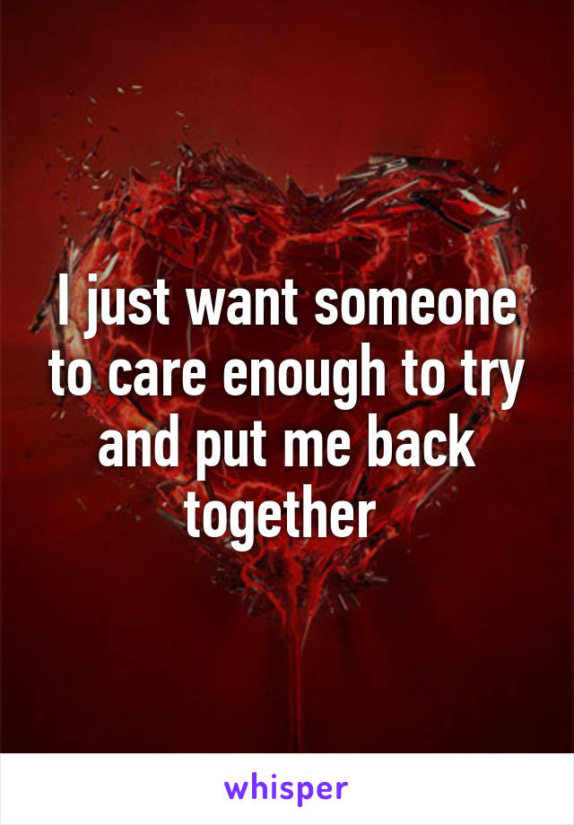 I just want someone to care enough to try and put me back together 