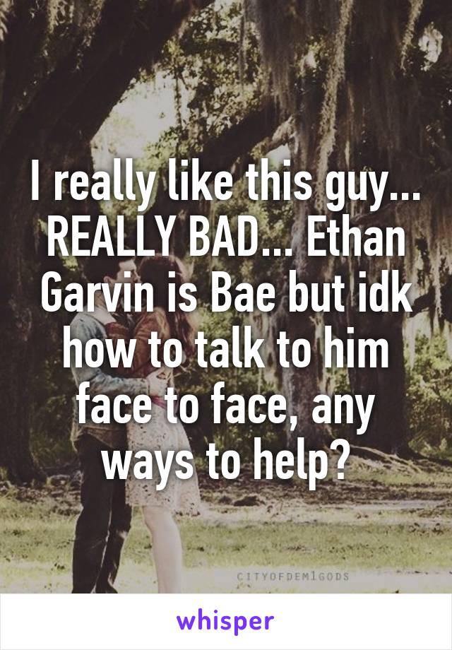 I really like this guy... REALLY BAD... Ethan Garvin is Bae but idk how to talk to him face to face, any ways to help?