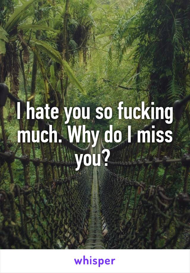 I hate you so fucking much. Why do I miss you? 