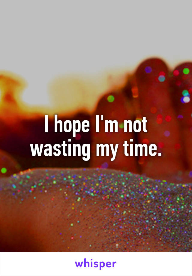 I hope I'm not wasting my time.