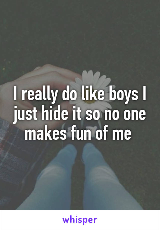 I really do like boys I just hide it so no one makes fun of me 