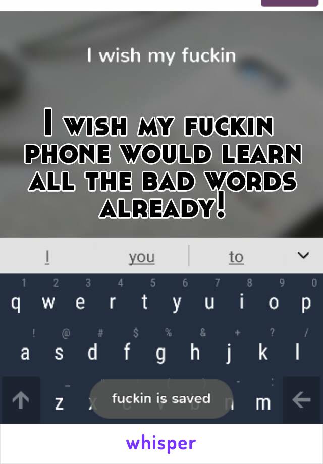 I wish my fuckin phone would learn all the bad words already!