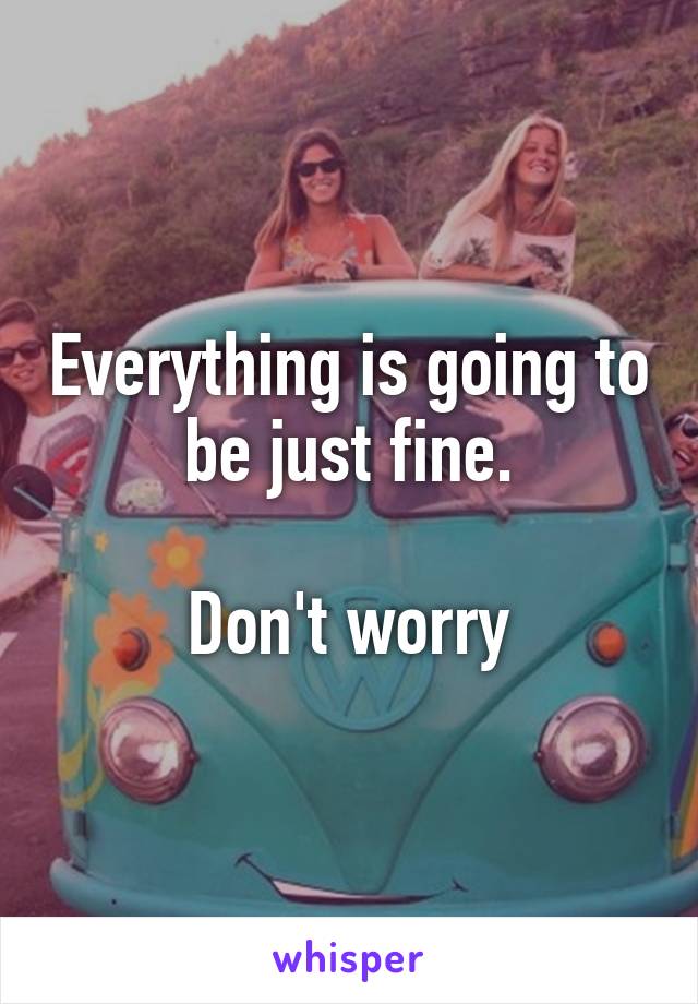 Everything is going to be just fine.

Don't worry