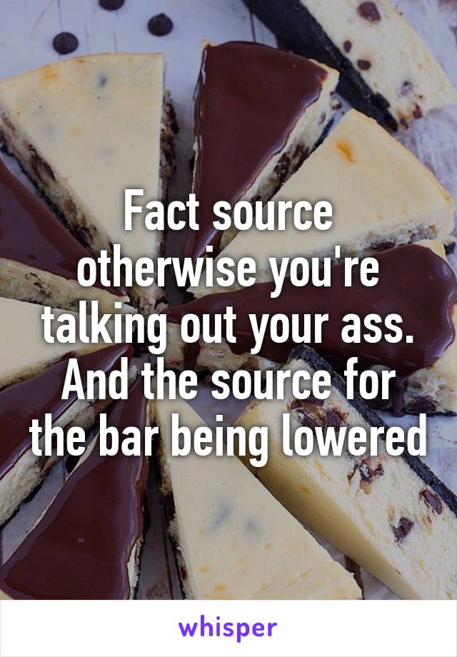 Fact source otherwise you're talking out your ass. And the source for the bar being lowered