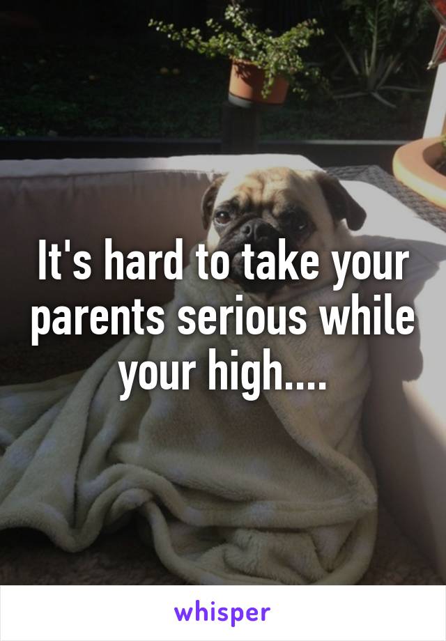 It's hard to take your parents serious while your high....