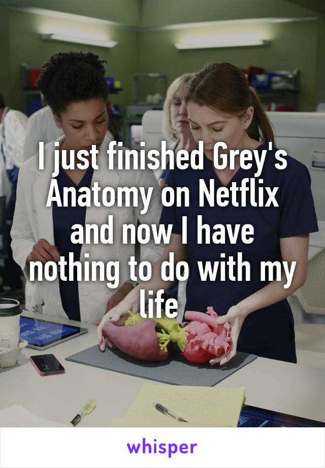 I just finished Grey's Anatomy on Netflix and now I have nothing to do with my life 