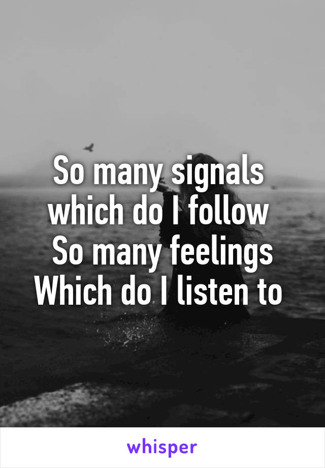 So many signals 
which do I follow 
So many feelings
Which do I listen to 