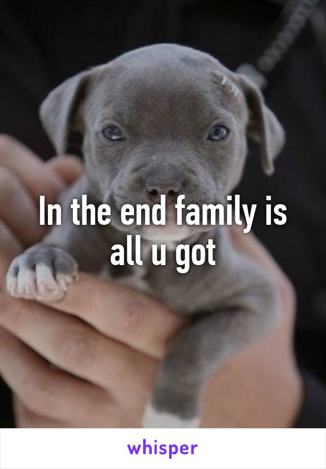 In the end family is all u got