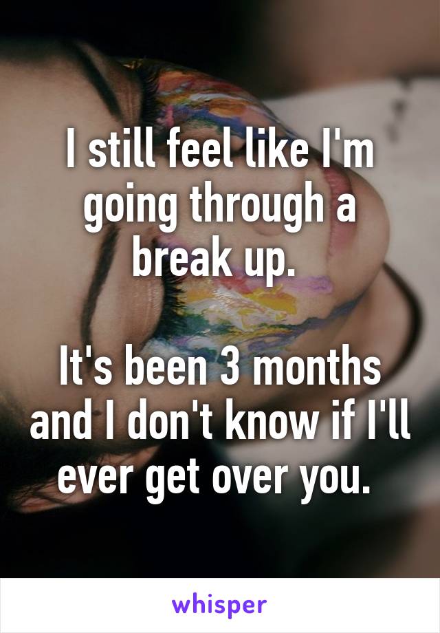 I still feel like I'm going through a break up. 

It's been 3 months and I don't know if I'll ever get over you. 