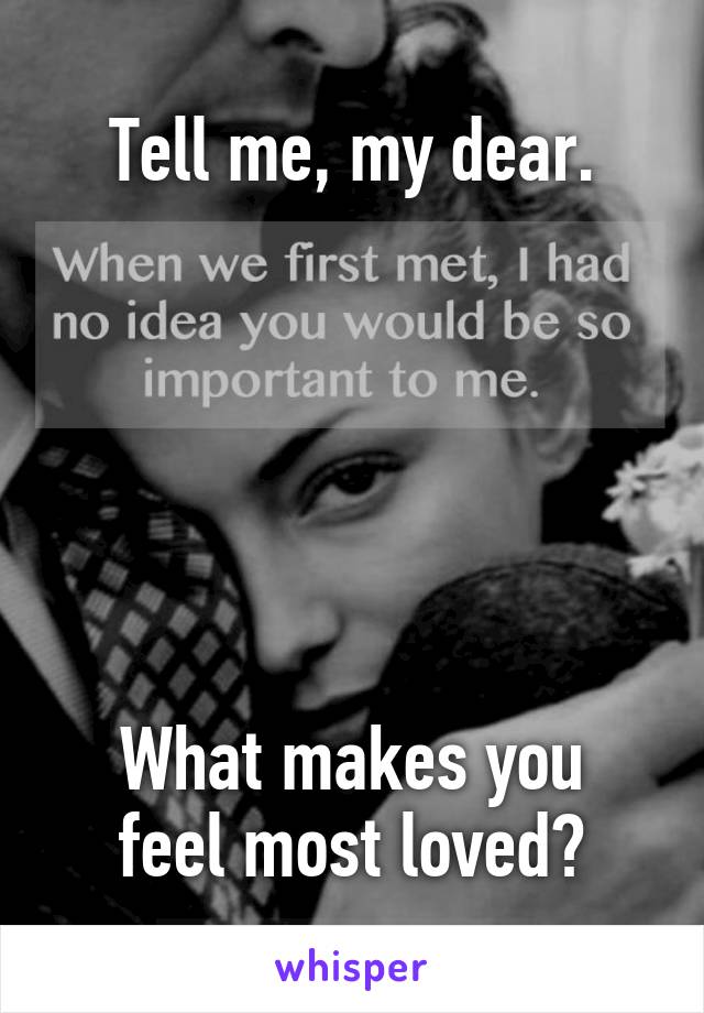 Tell me, my dear.






What makes you feel most loved?